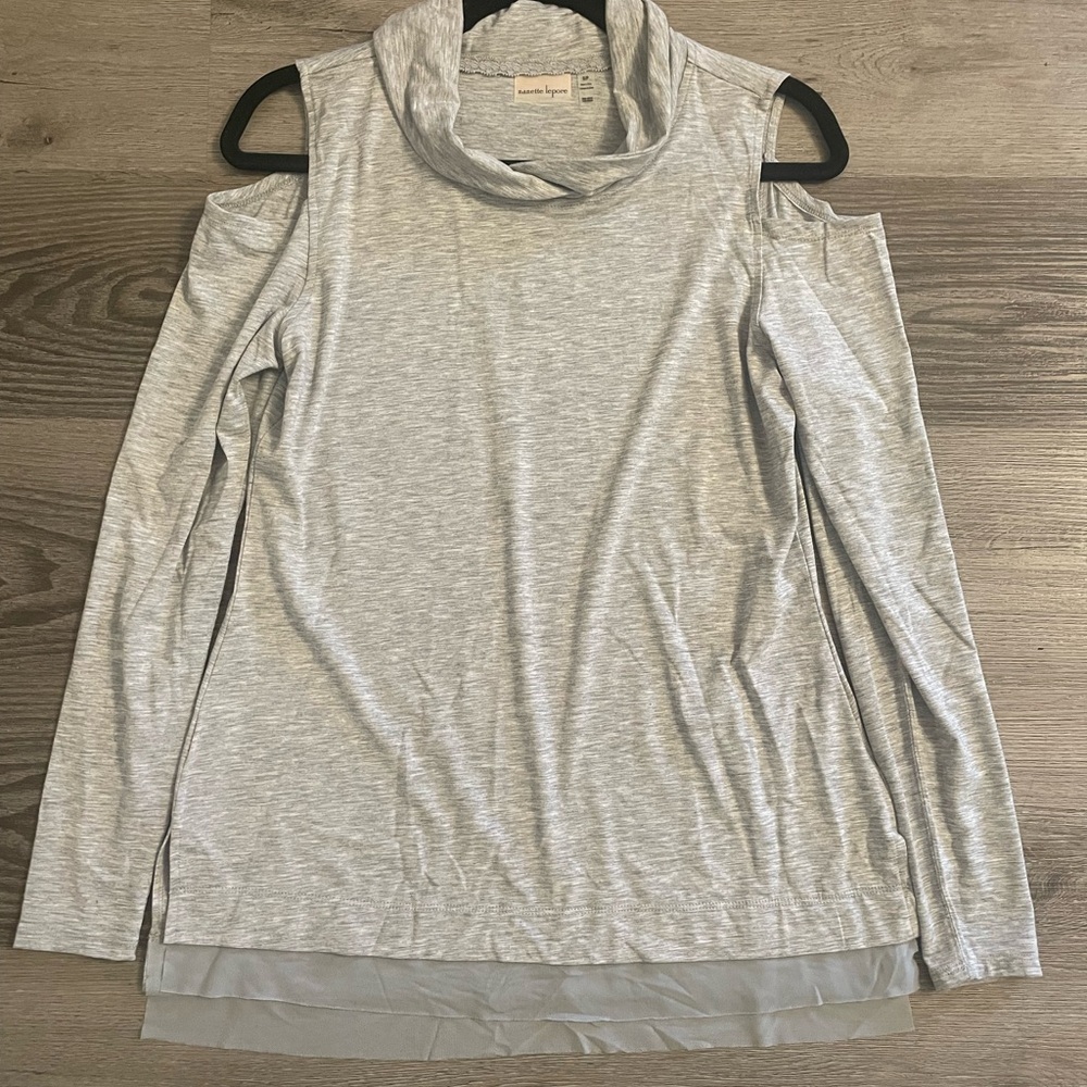 Nanette Lepore Gray Cut Out Long Sleeve Blouse